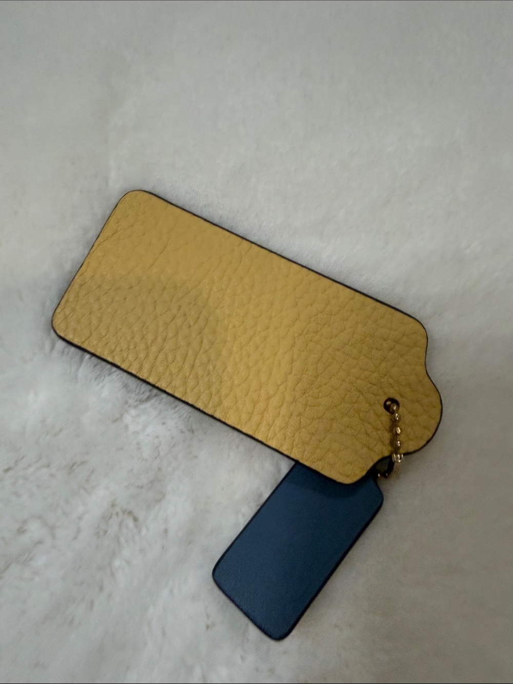 Coach Leather Tag Pair in Mustard Yellow and Navy Blue - Picture 2 of 8